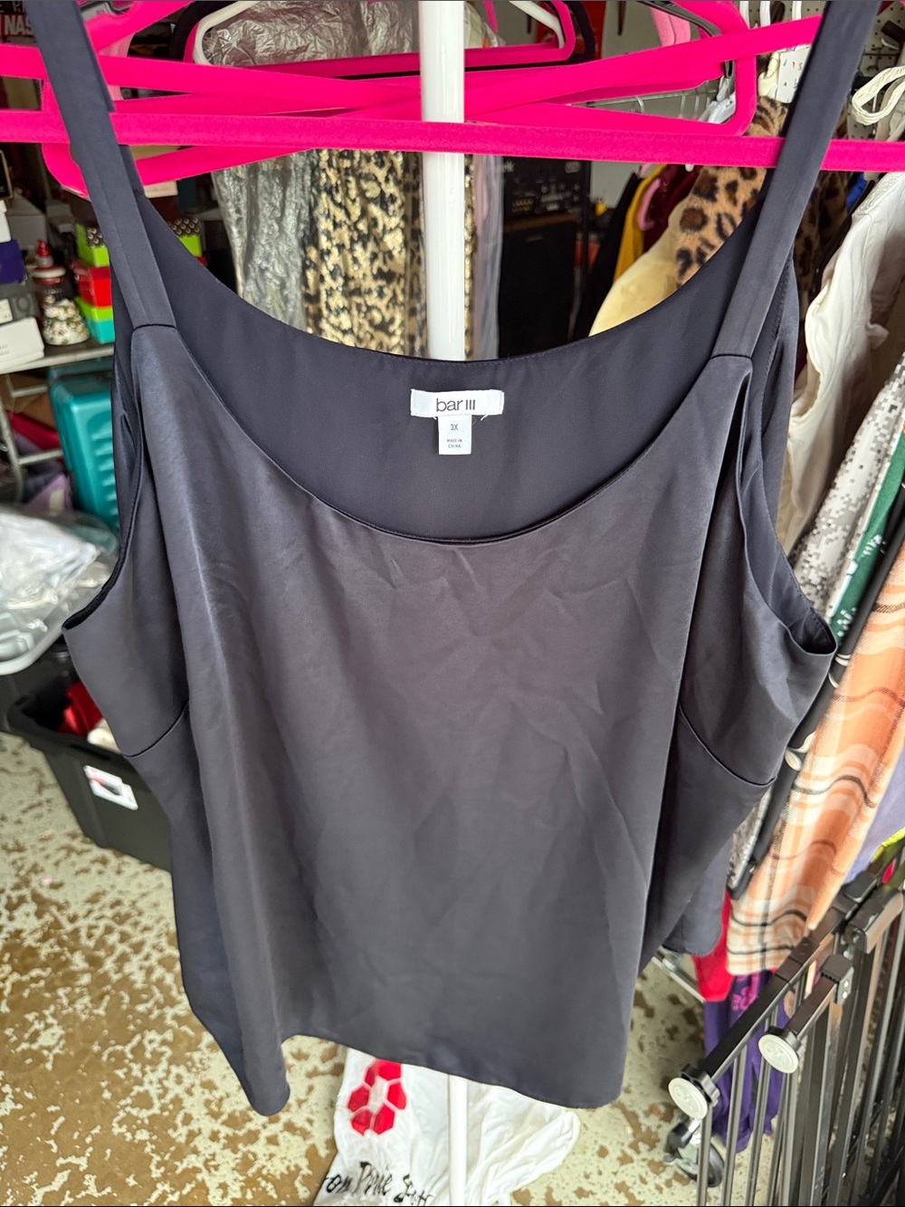 Bar III Charcoal Gray Satin-Effect Camisole